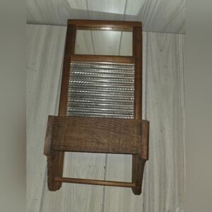 Vtg 70s Handmade Dubl Handi Washboard Shelf & Towel Holder Farmhouse Kithchen
